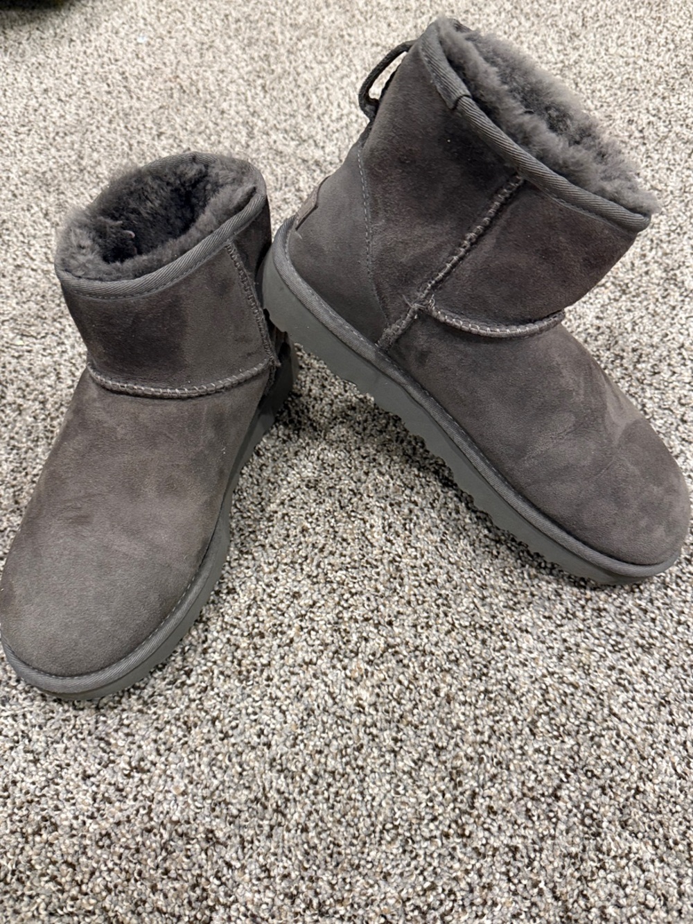UGG Mini Booties in Charcoal Gray